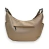 Sac bandoulière en cuir doré avec fermeture éclair, style vintage élégant