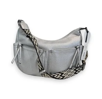 Bolso Bandolera Plateado Multi-Bolsillos Melanie Paris