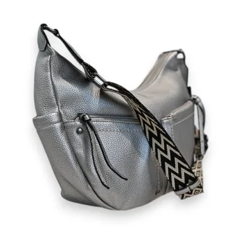 Bolso Bandolera Plateado Multi-Bolsillos Melanie Paris