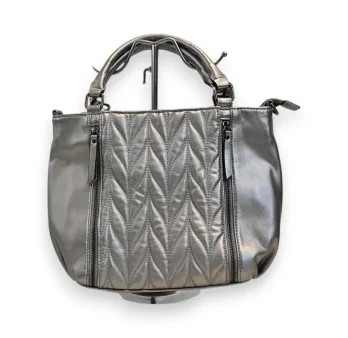 Melanie Paris Silver Quilted Handbag