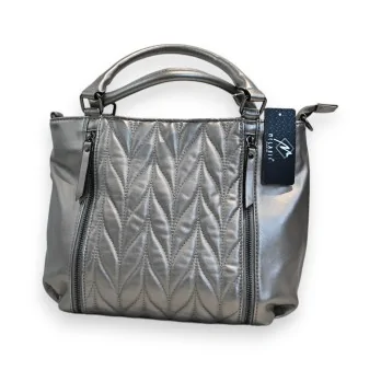 Melanie Paris Silver Quilted Handbag