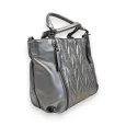 Melanie Paris Silver Quilted Handbag