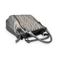 Melanie Paris Silver Quilted Handbag