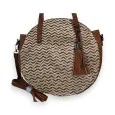 Melanie Paris round bag with camel chevron pattern