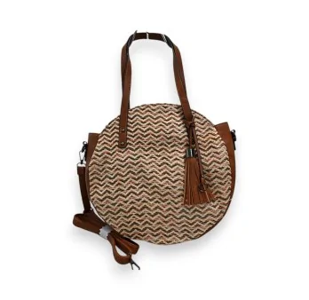 Sac rond Mélanie Paris motif chevron camel