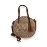 Melanie Paris round bag with camel chevron pattern