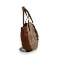 Melanie Paris round bag with camel chevron pattern