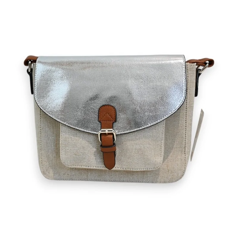 Melanie Paris Linen & Silver Crossbody Bag