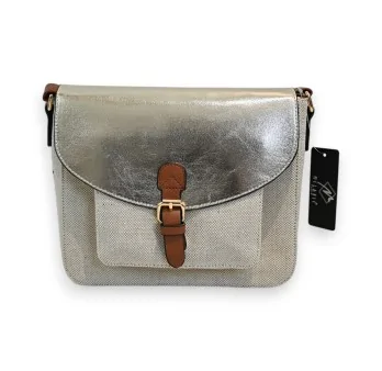 Melanie Paris Linen & Gold Crossbody Bag