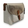 Melanie Paris Linen & Gold Crossbody Bag