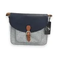 Melanie Paris Navy Linen Lurex Crossbody Bag