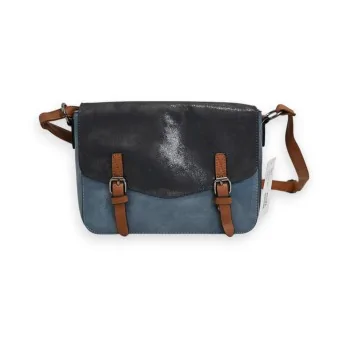 Melanie Paris Two-Tone Navy & Denim Crossbody Bag