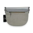 Melanie Paris Linen & Silver Crossbody Bag