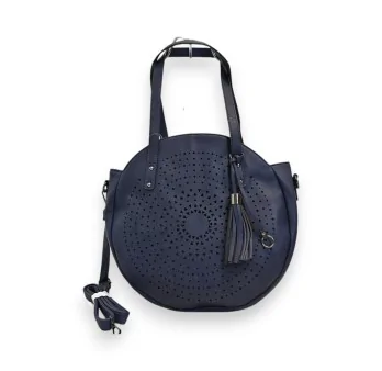 Round handbag Mélanie Paris Navy Mandala