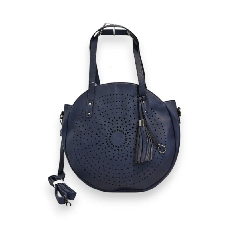 Borsa a mano rotonda Mélanie Paris Mandala Blu Navy