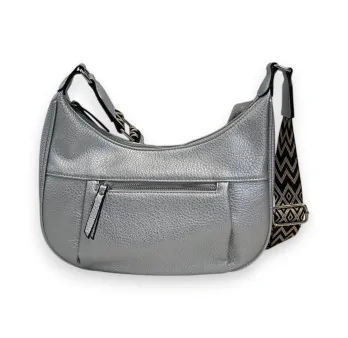 Silver Banana-Shaped Crossbody Bag by Mélanie Paris