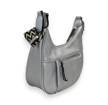 Silver Banana-Shaped Crossbody Bag by Mélanie Paris