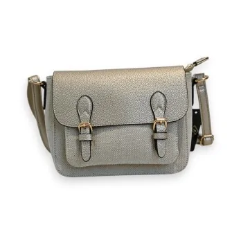 Melanie Paris Golden Linen Crossbody Satchel Bag