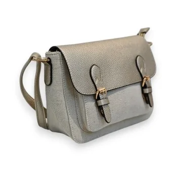 Melanie Paris Golden Linen Crossbody Satchel Bag