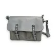 Melanie Paris Silver Linen Messenger Bag Satchel