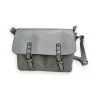 Melanie Paris Silver Linen Crossbody Satchel Bag