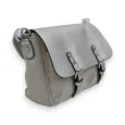 Melanie Paris Silver Linen Messenger Bag Satchel