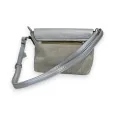 Melanie Paris Silver Linen Messenger Bag Satchel