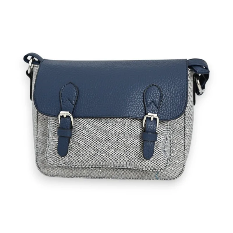 Bolso bandolera Mélanie Paris Cartera Elegante Azul Marino y Lino