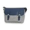 Melanie Paris Umhängetasche Schicke Schultasche Marineblau und Leinen