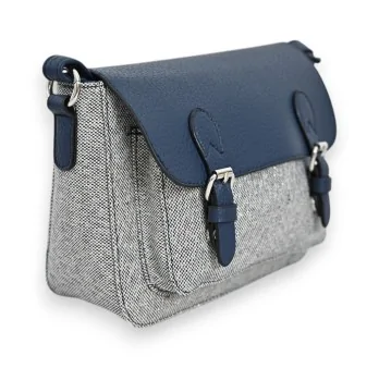 Bolso bandolera Mélanie Paris Cartera Elegante Azul Marino y Lino