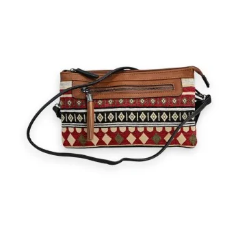 Melanie Paris ethnic crossbody bag in camel