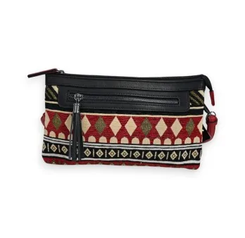 Melanie Paris Ethnic Tribal Crossbody Bag Red and Black