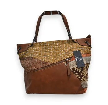 Melanie Paris Patchwork Camel Handbag