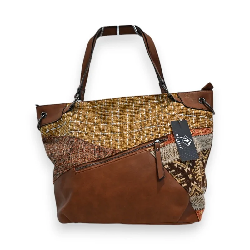 Melanie Paris Patchwork Camel Handbag