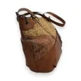 Melanie Paris Patchwork Camel Handbag