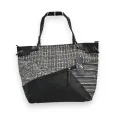 Melanie Paris Black and Grey Patchwork Handbag