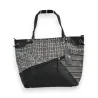 Melanie Paris Black and Grey Patchwork Handbag