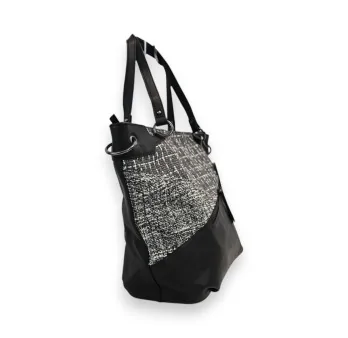 Melanie Paris Black and Grey Patchwork Handbag