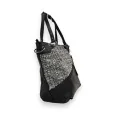 Melanie Paris Black and Grey Patchwork Handbag