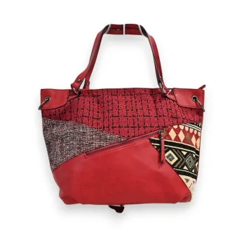 Melanie Paris Red Patchwork Handbag