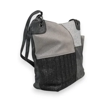 Bolso bandolera patchwork Mélanie Paris gris desgastado