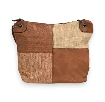 Melanie Paris Camel Patchwork Shoulder Bag