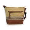 Melanie Paris Bohemian Crossbody Bag in Beige and Camel Two-Tone Material