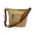 Melanie Paris Bohemian Crossbody Bag in Beige and Camel Two-Tone Material