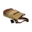 Melanie Paris Bohemian Crossbody Bag in Beige and Camel Two-Tone Material