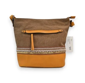 Melanie Paris Brown and Mustard Bohemian Bag