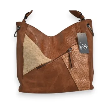 Bolso de Mano Patchwork Mélanie Paris Camel