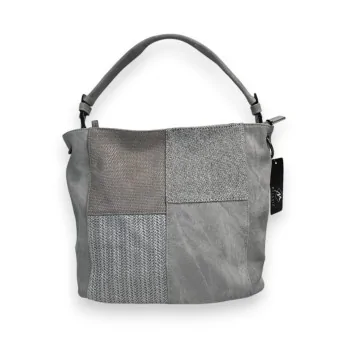 Bolso de mano patchwork Mélanie Paris gris