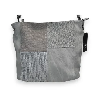 Melanie Paris grey patchwork handbag