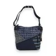 Melanie Paris Navy Blue Patchwork Crossbody Bag